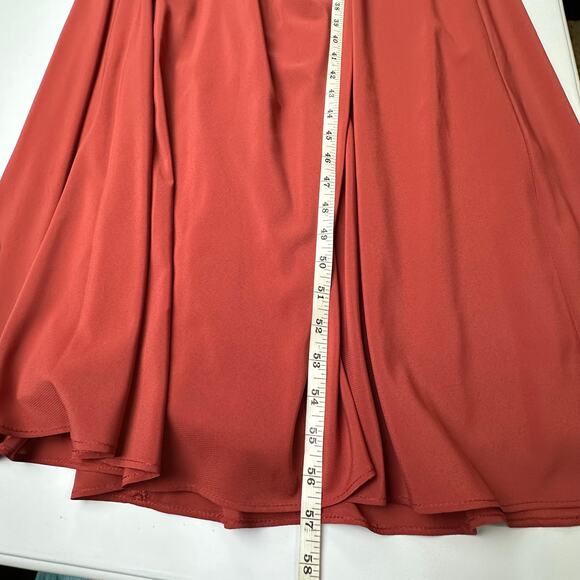 Azazie Dress Womens A4 Rust Maxi Sleeveless Gown Wedding Bridesmaid Slit Keyhole - Picture 12 of 14